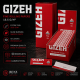 Gizeh Rolling Papers Fine 18.5 g/m 50 Booklets of 50 Leaves Each Booklet