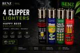 4 Clipper Lighters  Happy Beer Collection Refillable Lighters