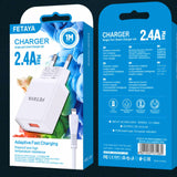 Brand New FETAYA 2.4A Fast Charger – Type-C / Lightning EU Plug