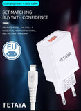 Brand New FETAYA 2.4A Fast Charger – Type-C / Lightning EU Plug
