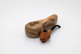 Hand Carved Acacia Wood Pipe with Mango Wood Case + 50pcs Simba 7mm Carbon Filters