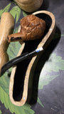 Hand Carved Acacia Wood Pipe with Mango Wood Case + 50pcs Simba 7mm Carbon Filters