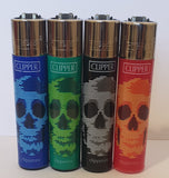 Brand New 4 Clipper Lighters Blurry Skulls Collection Full Set Refillable