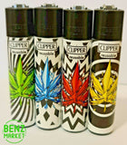 Brand New 4 Clipper Lighters Broken Leaves Collection Full Set Refillable