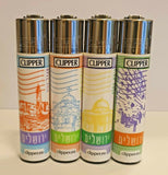 Brand New 4 Clipper Lighters Jerusalem Collection Full Set Refillable Lighters
