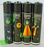 Brand New 4 Clipper Lighters Grass 35 Collection Full Set Refillable